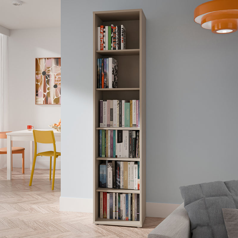 Alice Springs Tall Narrow Bookcase with 5 Shelves in Taupe – image 4
