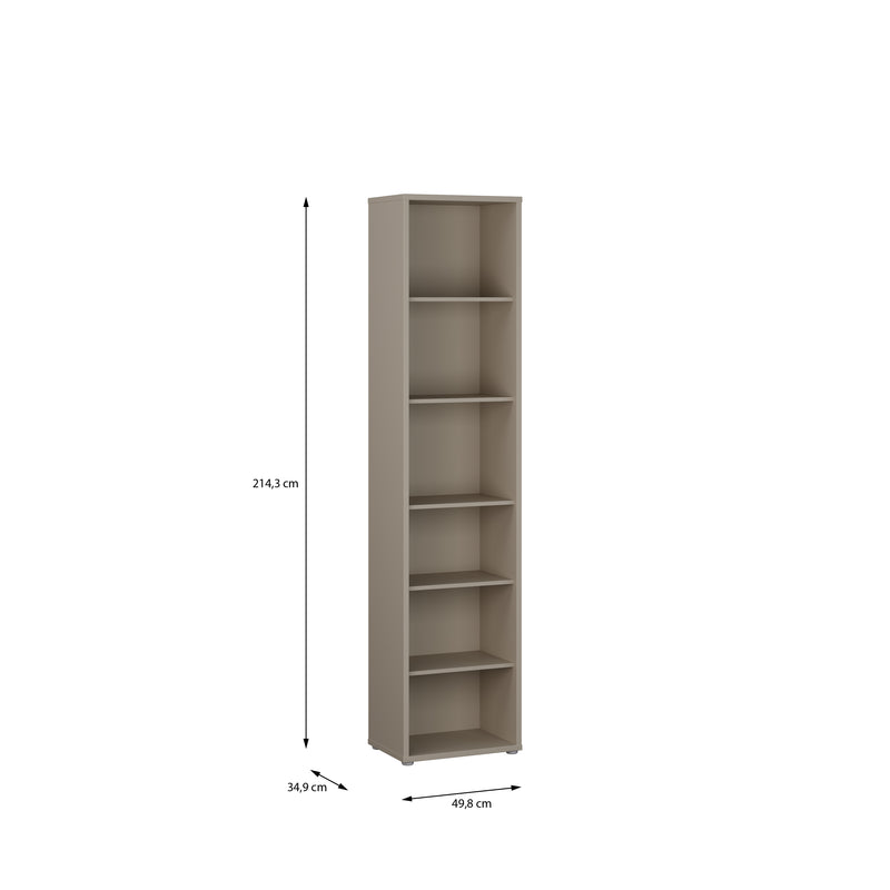 Alice Springs Tall Narrow Bookcase with 5 Shelves in Taupe – image 5