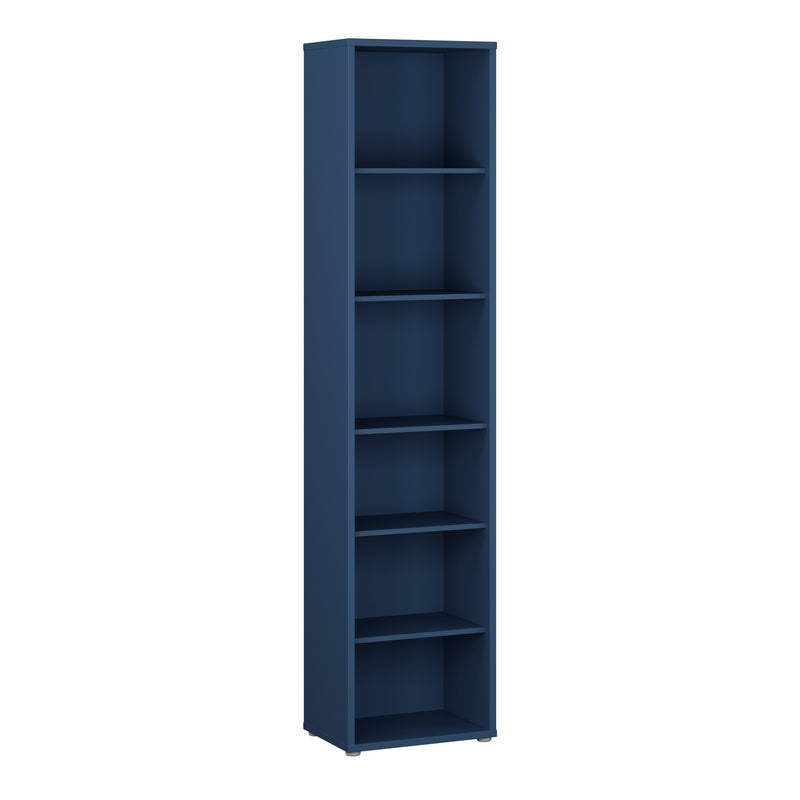 Alice Springs Tall Narrow Bookcase with 5 Shelves in Night Blue – image 1