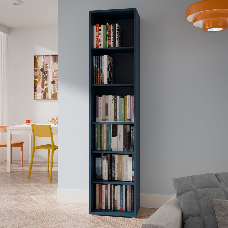 Alice Springs Tall Narrow Bookcase with 5 Shelves in Night Blue – image 4