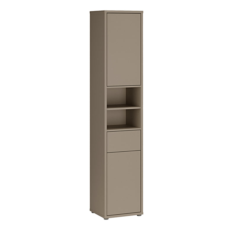 Alice Springs Tall Narrow Bathroom Storage Cabinet with 2 Doors Push-to-Open & 1 Drawer Push-to-Open in Taupe – image 1