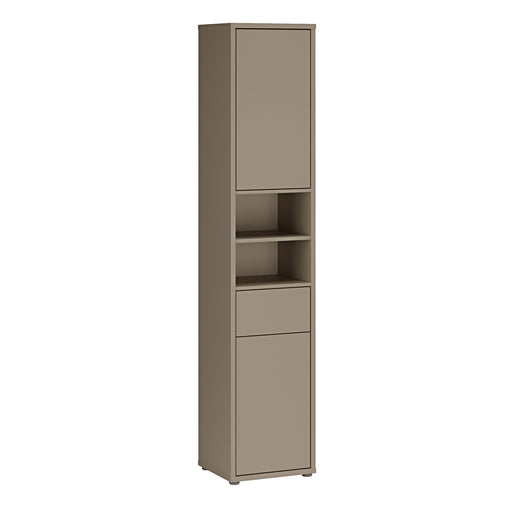 Alice Springs Tall Narrow Bathroom Storage Cabinet with 2 Doors Push-to-Open & 1 Drawer Push-to-Open in Taupe – image 1