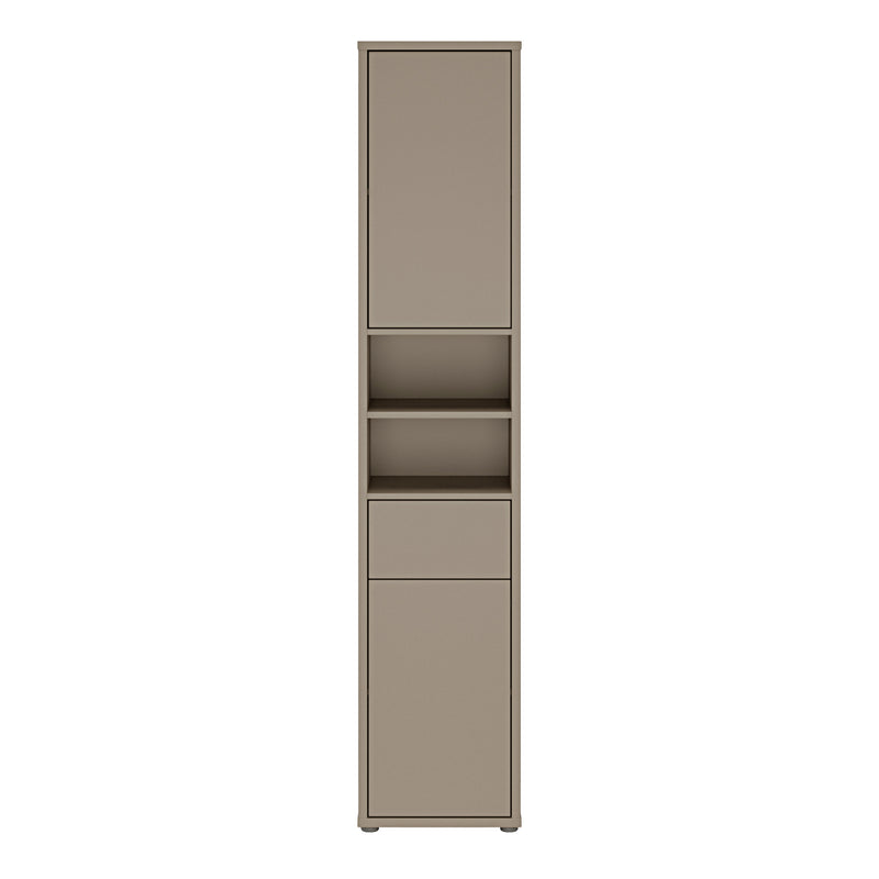 Alice Springs Tall Narrow Bathroom Storage Cabinet with 2 Doors Push-to-Open & 1 Drawer Push-to-Open in Taupe – image 2