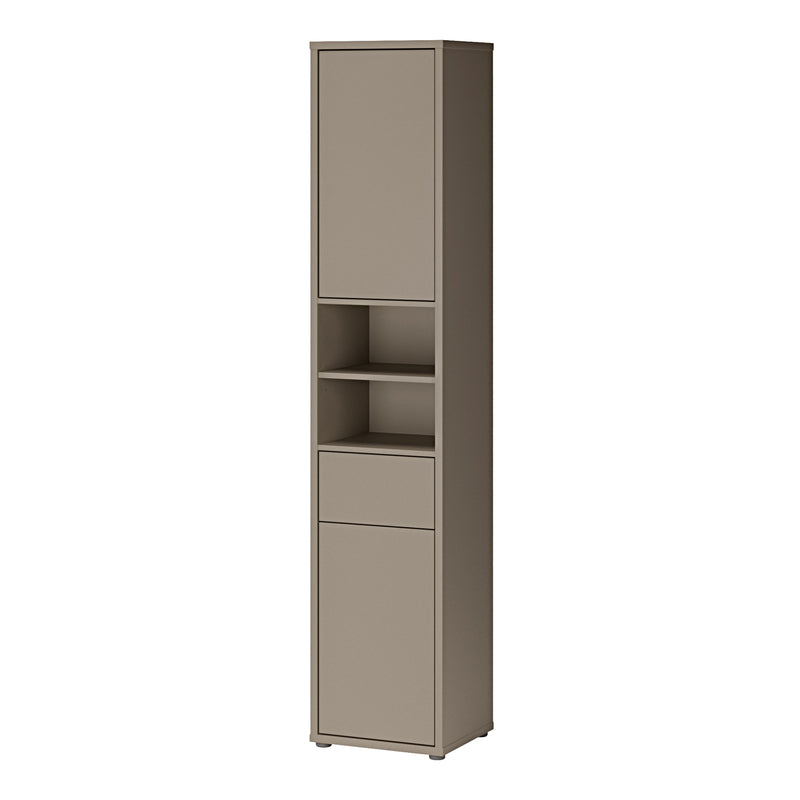 Alice Springs Tall Narrow Bathroom Storage Cabinet with 2 Doors Push-to-Open & 1 Drawer Push-to-Open in Taupe – image 3
