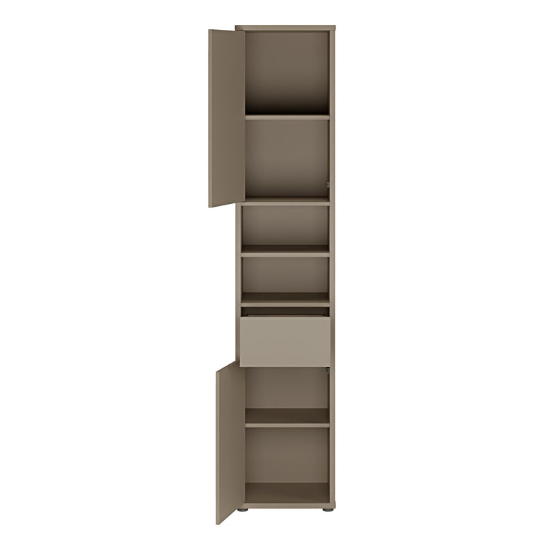 Alice Springs Tall Narrow Bathroom Storage Cabinet with 2 Doors Push-to-Open & 1 Drawer Push-to-Open in Taupe – image 6