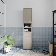 Alice Springs Tall Narrow Bathroom Storage Cabinet with 2 Doors Push-to-Open & 1 Drawer Push-to-Open in Taupe – image 7