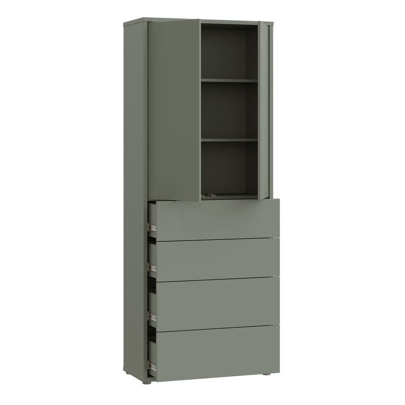Alice Springs Tall Storage Cabinet with Push-to-Open Doors & 4 Drawers in Sage Green – image 4