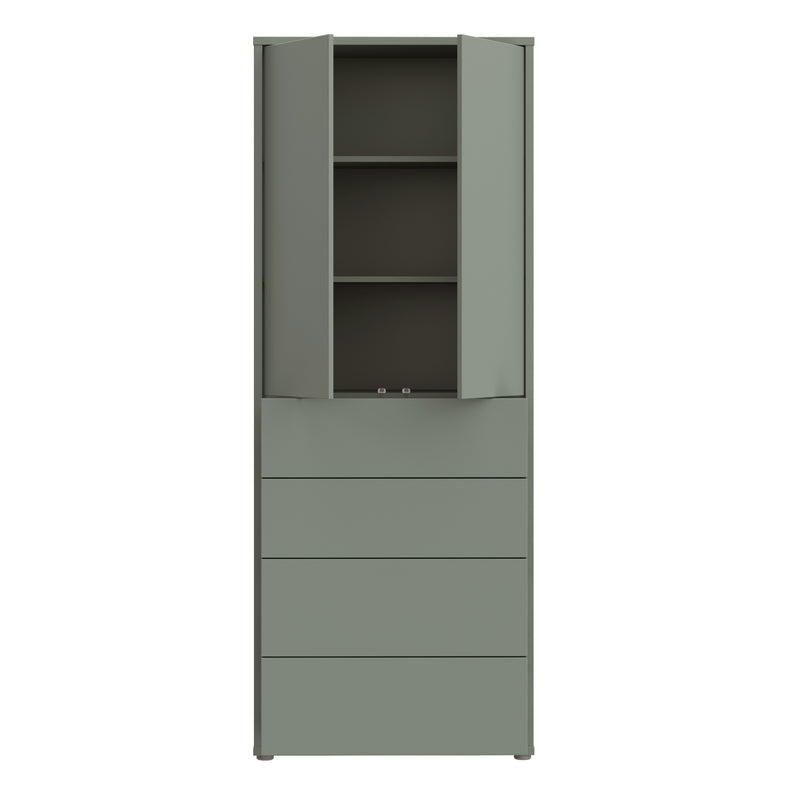 Alice Springs Tall Storage Cabinet with Push-to-Open Doors & 4 Drawers in Sage Green – image 5