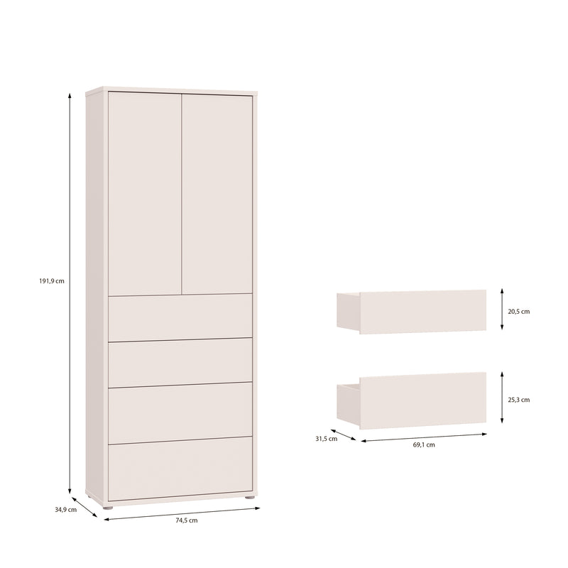Alice Springs Tall Storage Cabinet with Push-to-Open Doors & 4 Drawers in Sand – image 10