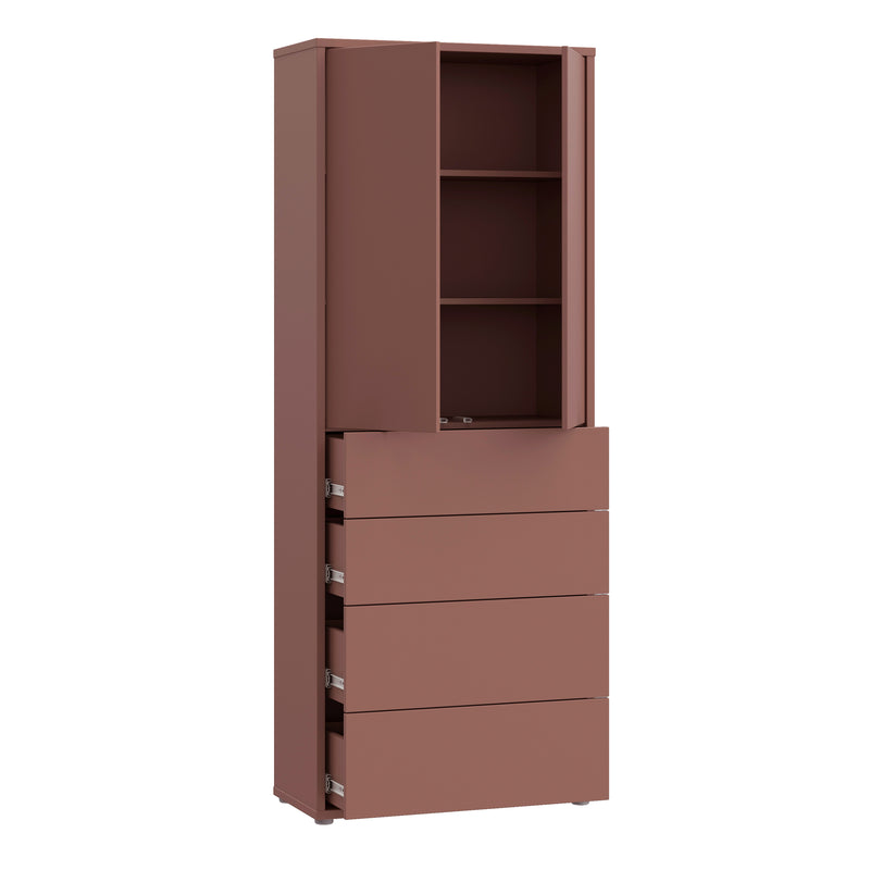 Alice Springs Tall Storage Cabinet with Push-to-Open Doors & 4 Drawers in Terracotta – image 4