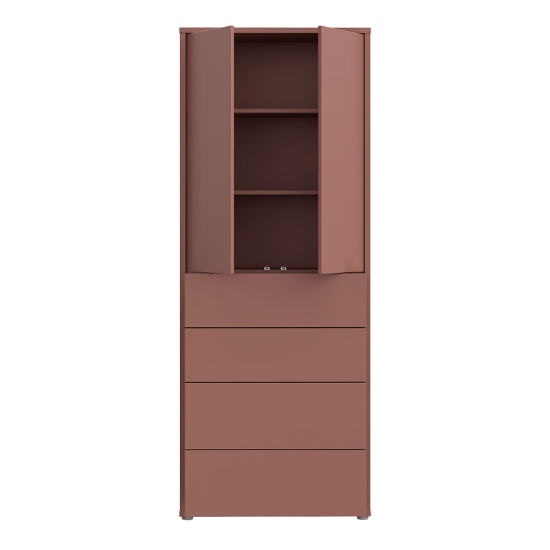 Alice Springs Tall Storage Cabinet with Push-to-Open Doors & 4 Drawers in Terracotta – image 5