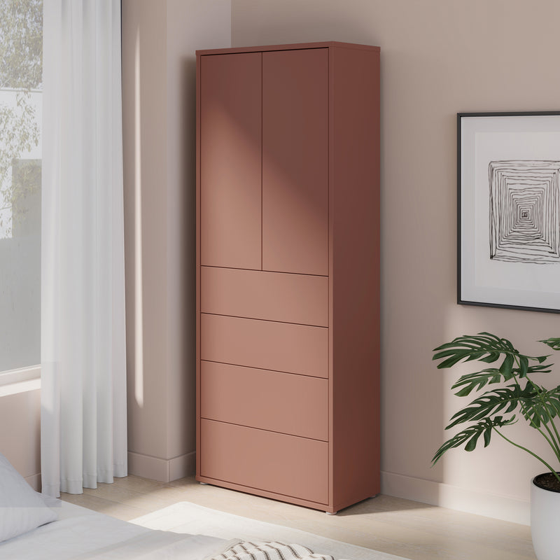 Alice Springs Tall Storage Cabinet with Push-to-Open Doors & 4 Drawers in Terracotta – image 7