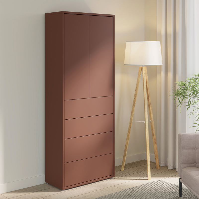 Alice Springs Tall Storage Cabinet with Push-to-Open Doors & 4 Drawers in Terracotta – image 8