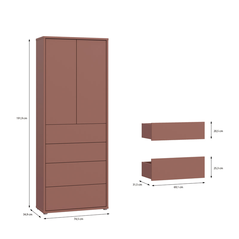Alice Springs Tall Storage Cabinet with Push-to-Open Doors & 4 Drawers in Terracotta – image 9