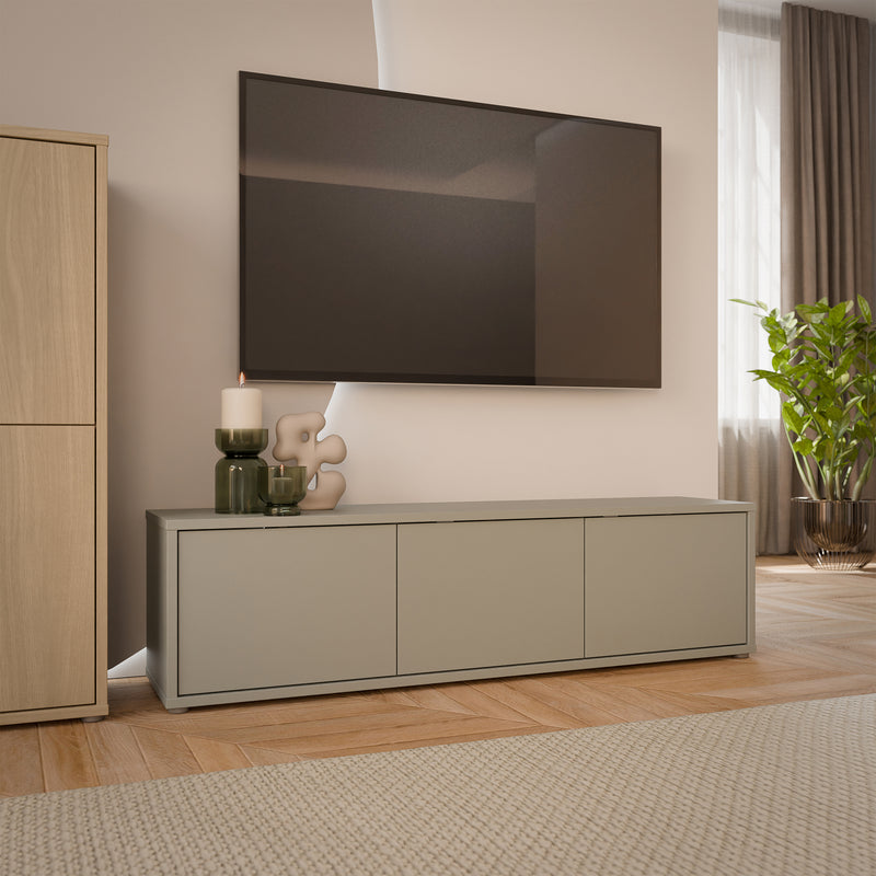 Alice Springs Wide TV Cabinet with 3 Doors Push-to-Open in Taupe – image 6
