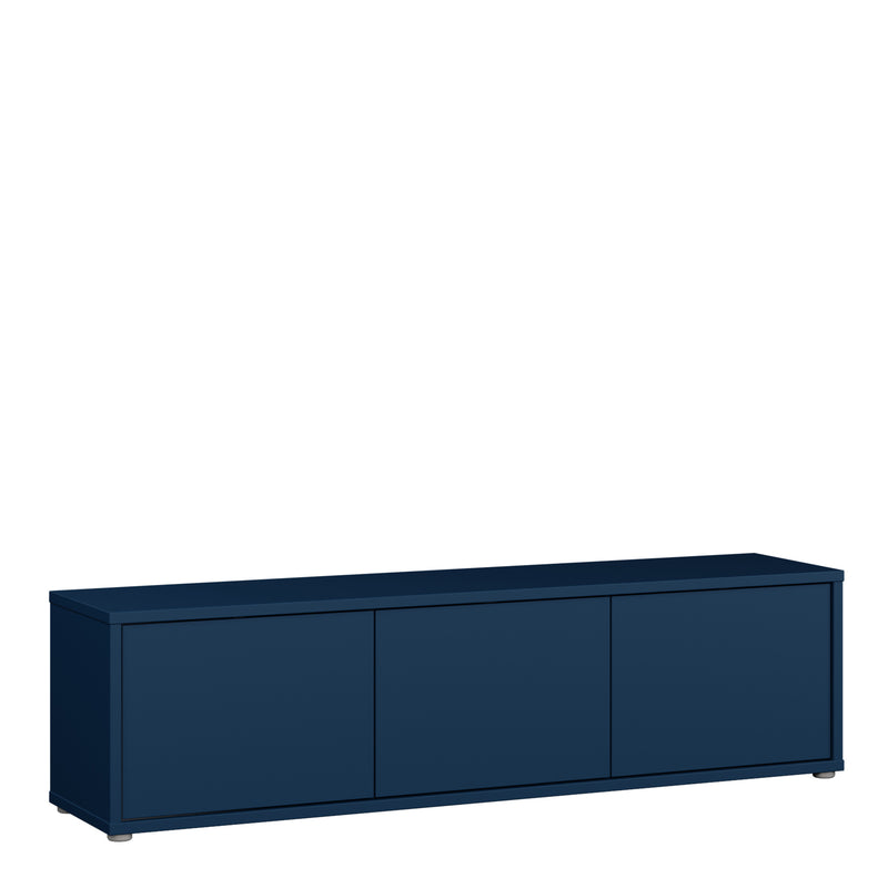 Alice Springs Wide TV Cabinet with 3 Doors Push-to-Open in Night Blue – image 1