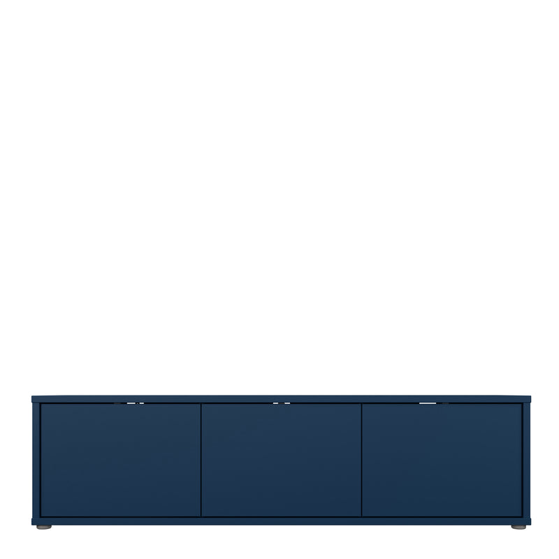 Alice Springs Wide TV Cabinet with 3 Doors Push-to-Open in Night Blue – image 2