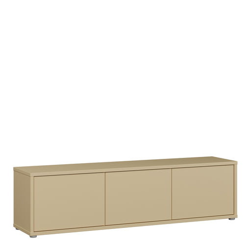 Alice Springs Wide TV Cabinet with 3 Doors Push-to-Open in Butter Yellow – image 1