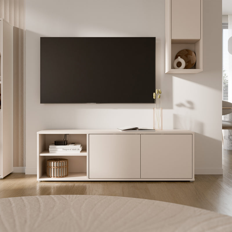 Alice Springs Wide TV Cabinet with 2 Doors Push-to-Open & 1 Open Shelf in Sand – image 6