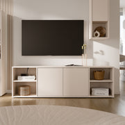 Alice Springs Wide TV Cabinet with 2 Doors Push-to-Open & 2 Open Shelves in Sand – image 6