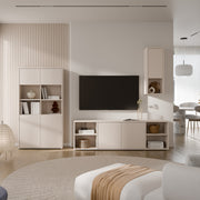 Alice Springs Wide TV Cabinet with 2 Doors Push-to-Open & 2 Open Shelves in Sand – image 7