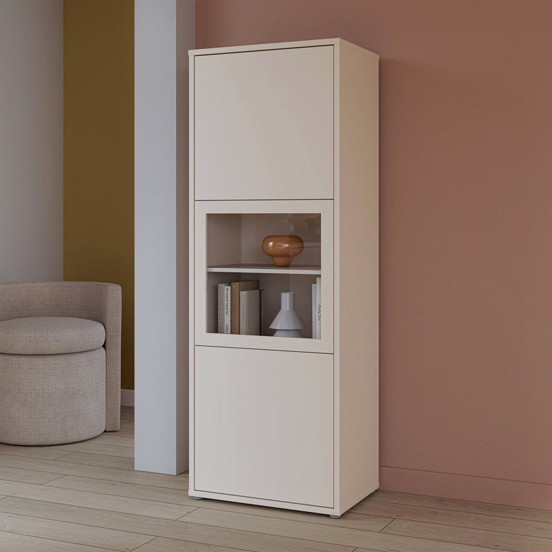 Alice Springs Narrow Display Cabinet with 3 Push-to-Open Doors in Sand – image 6