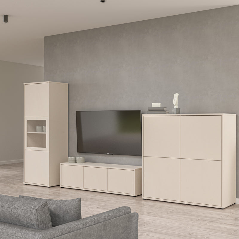 Alice Springs Narrow Display Cabinet with 3 Push-to-Open Doors in Sand – image 7