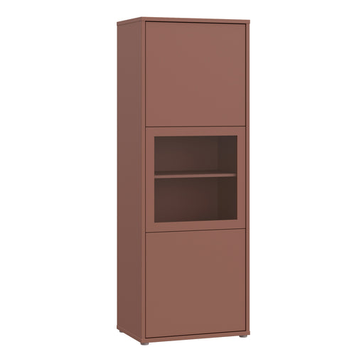 Alice Springs Narrow Display Cabinet with 3 Push-to-Open Doors in Terracotta – image 1