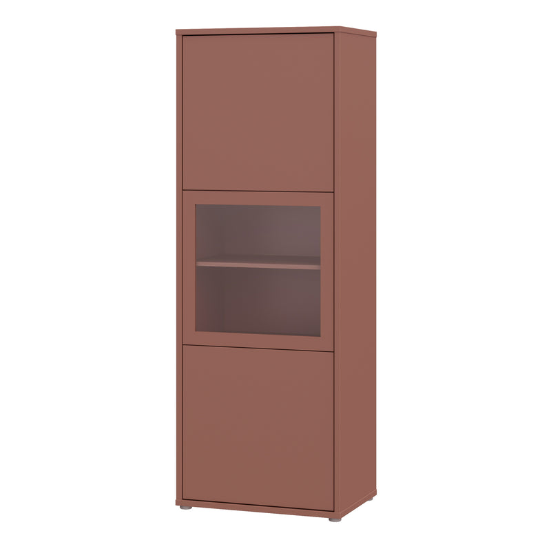 Alice Springs Narrow Display Cabinet with 3 Push-to-Open Doors in Terracotta – image 3