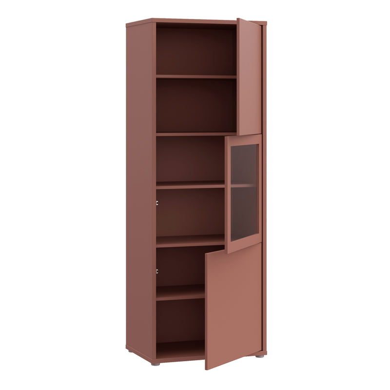 Alice Springs Narrow Display Cabinet with 3 Push-to-Open Doors in Terracotta – image 4