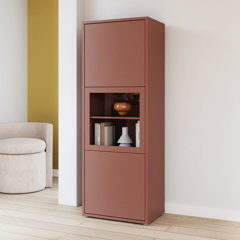 Alice Springs Narrow Display Cabinet with 3 Push-to-Open Doors in Terracotta – image 6
