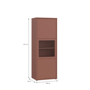 Alice Springs Narrow Display Cabinet with 3 Push-to-Open Doors in Terracotta – image 7