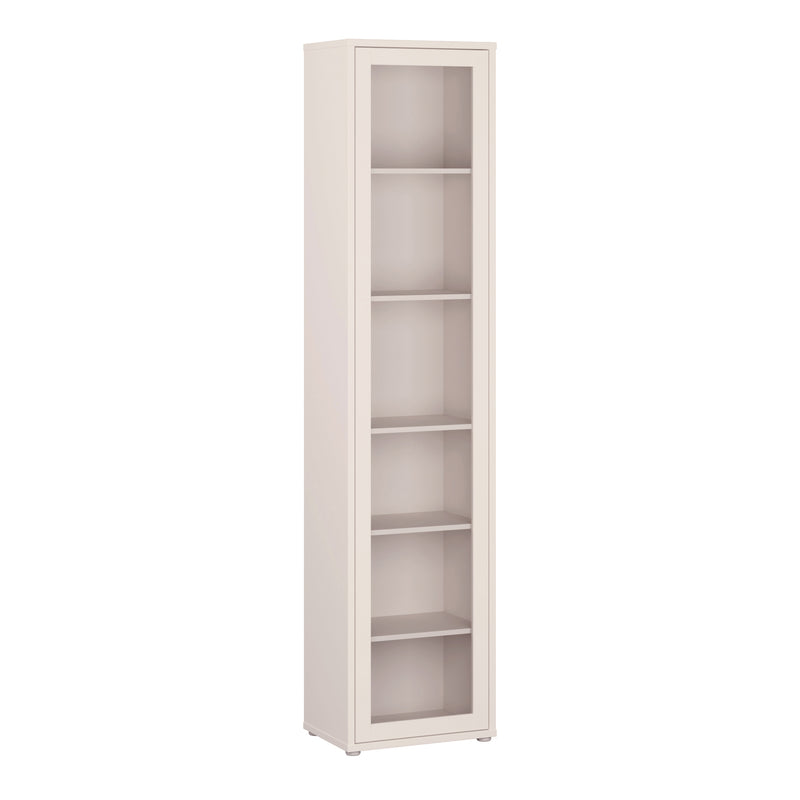 Alice Springs Slim Tall Display Cabinet with 1 Glass Door Push-to-Open & 5 Shelves in Sand – image 1