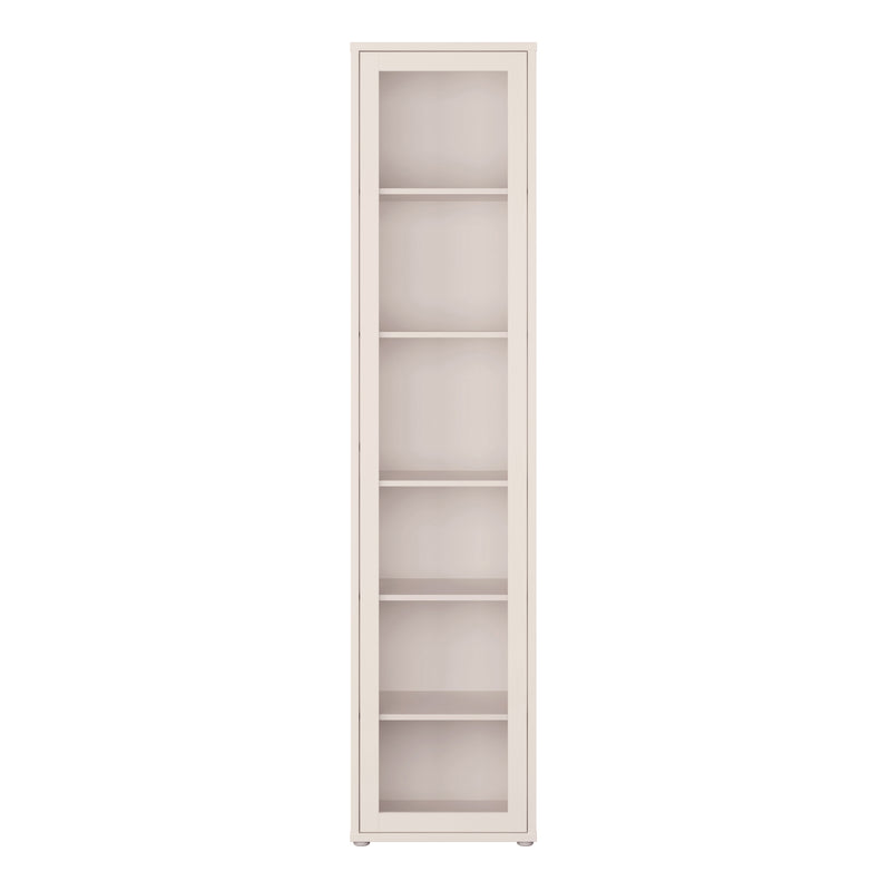 Alice Springs Slim Tall Display Cabinet with 1 Glass Door Push-to-Open & 5 Shelves in Sand – image 2