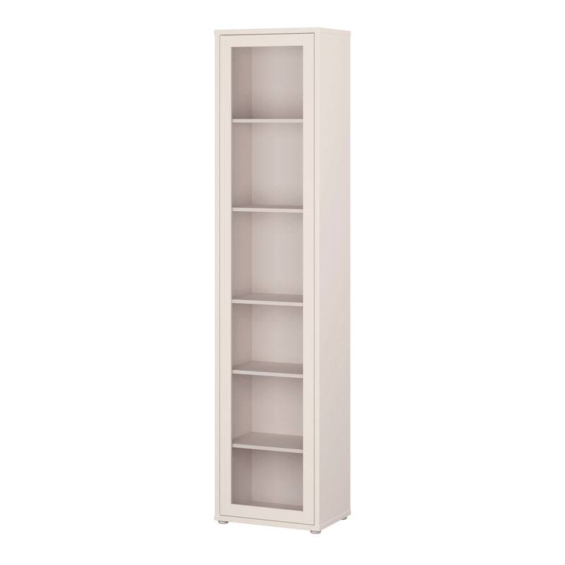 Alice Springs Slim Tall Display Cabinet with 1 Glass Door Push-to-Open & 5 Shelves in Sand – image 3