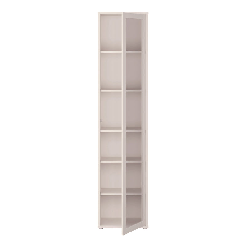 Alice Springs Slim Tall Display Cabinet with 1 Glass Door Push-to-Open & 5 Shelves in Sand – image 5