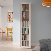 Alice Springs Slim Tall Display Cabinet with 1 Glass Door Push-to-Open & 5 Shelves in Sand – image 6