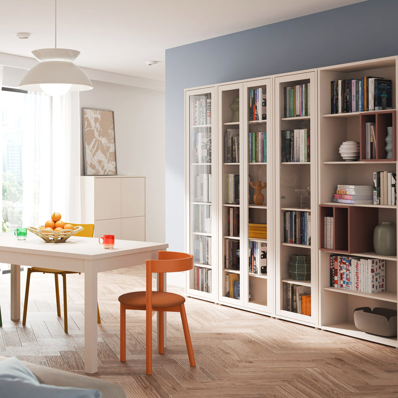 Alice Springs Slim Tall Display Cabinet with 1 Glass Door Push-to-Open & 5 Shelves in Sand – image 7