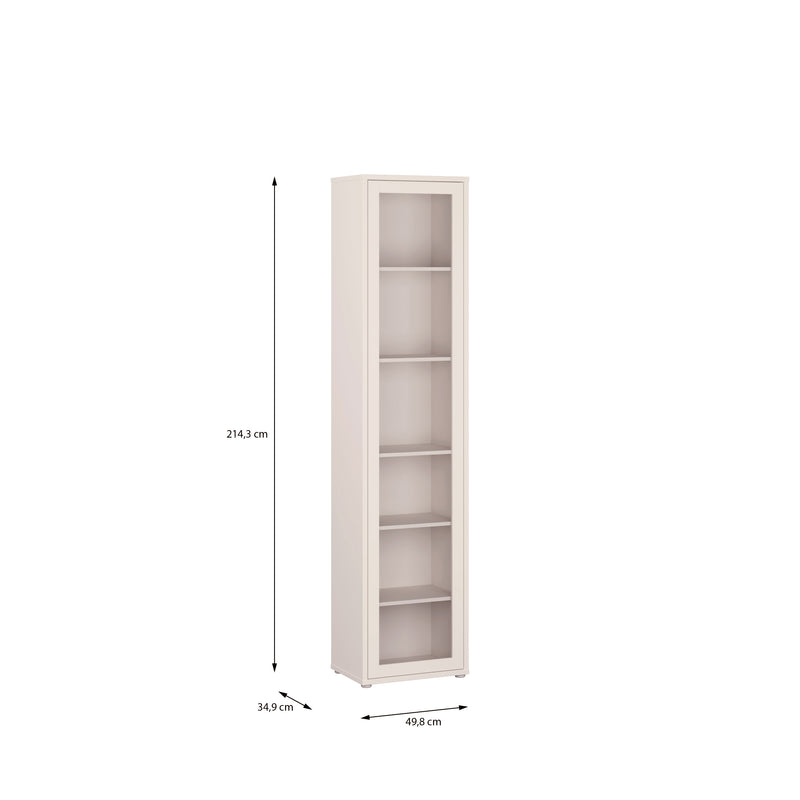 Alice Springs Slim Tall Display Cabinet with 1 Glass Door Push-to-Open & 5 Shelves in Sand – image 8