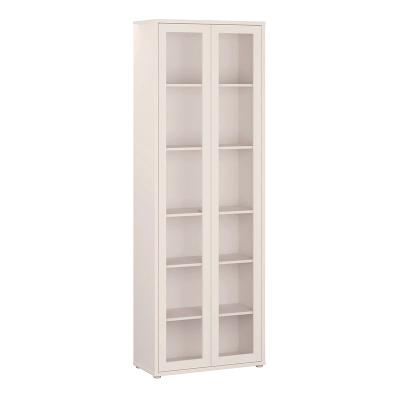 Alice Springs Slim Tall Display Cabinet with 2 Glass Doors Push-to-Open & 5 Shelves in Sand – image 1