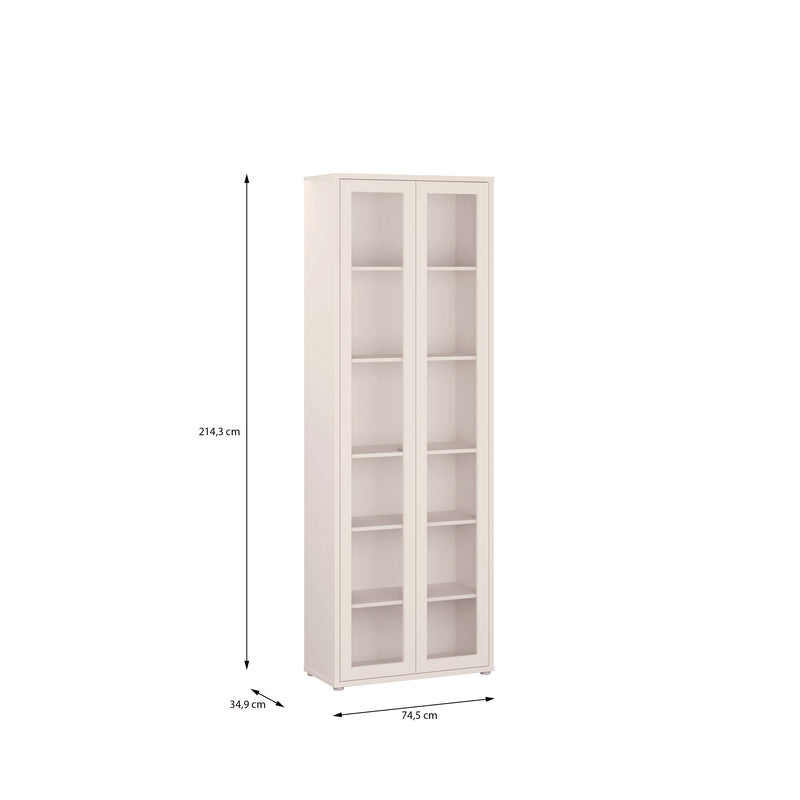Alice Springs Slim Tall Display Cabinet with 2 Glass Doors Push-to-Open & 5 Shelves in Sand – image 10