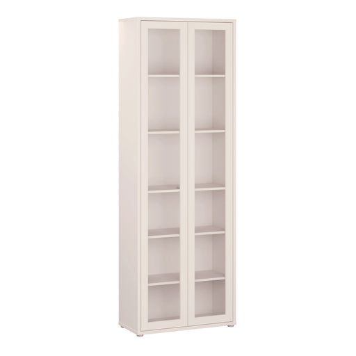 Alice Springs Slim Tall Display Cabinet with 2 Glass Doors Push-to-Open & 5 Shelves in Sand – image 1