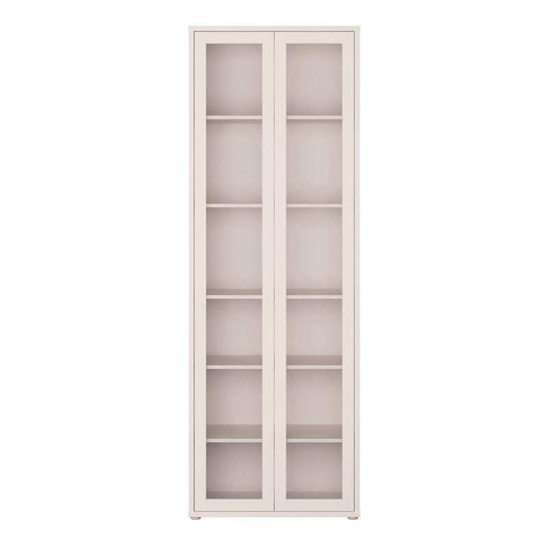 Alice Springs Slim Tall Display Cabinet with 2 Glass Doors Push-to-Open & 5 Shelves in Sand – image 2
