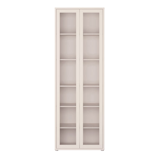 Alice Springs Slim Tall Display Cabinet with 2 Glass Doors Push-to-Open & 5 Shelves in Sand – image 2