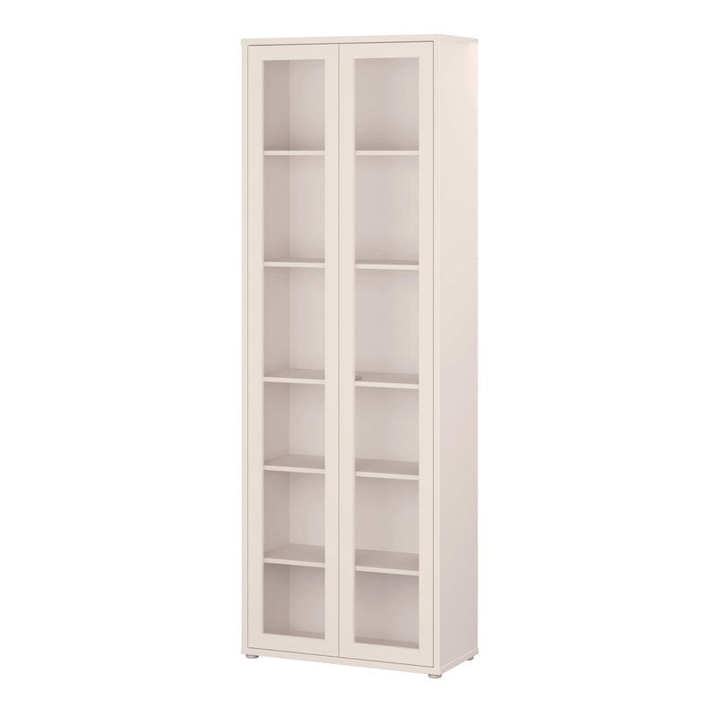 Alice Springs Slim Tall Display Cabinet with 2 Glass Doors Push-to-Open & 5 Shelves in Sand – image 3