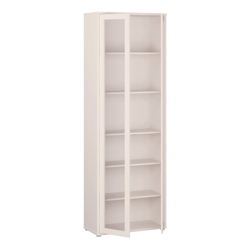 Alice Springs Slim Tall Display Cabinet with 2 Glass Doors Push-to-Open & 5 Shelves in Sand – image 4