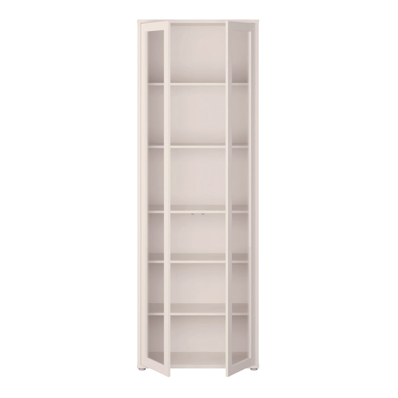 Alice Springs Slim Tall Display Cabinet with 2 Glass Doors Push-to-Open & 5 Shelves in Sand – image 5