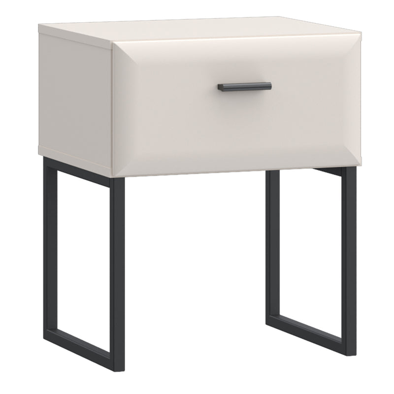 Akihisa Bedside Table with Drawer and Metal Legs in Sand – image 1