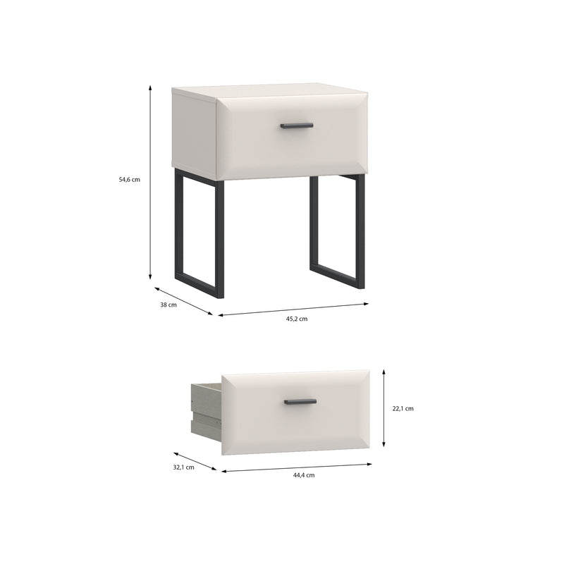 Akihisa Bedside Table with Drawer and Metal Legs in Sand – image 8