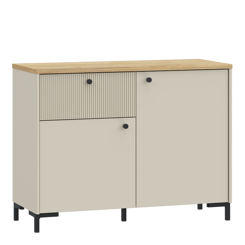 Bixbite Sideboard with Fluted Detail, Drawer & Cupboard in Mauvella Oak and Sand – image 1